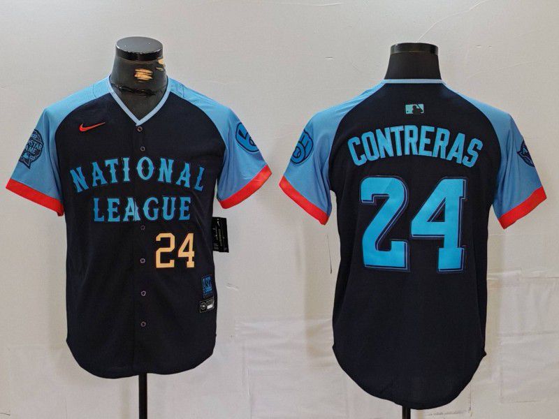 Men Milwaukee Brewers #24 Contreras Blue All star 2024 Nike MLB Jersey style 2